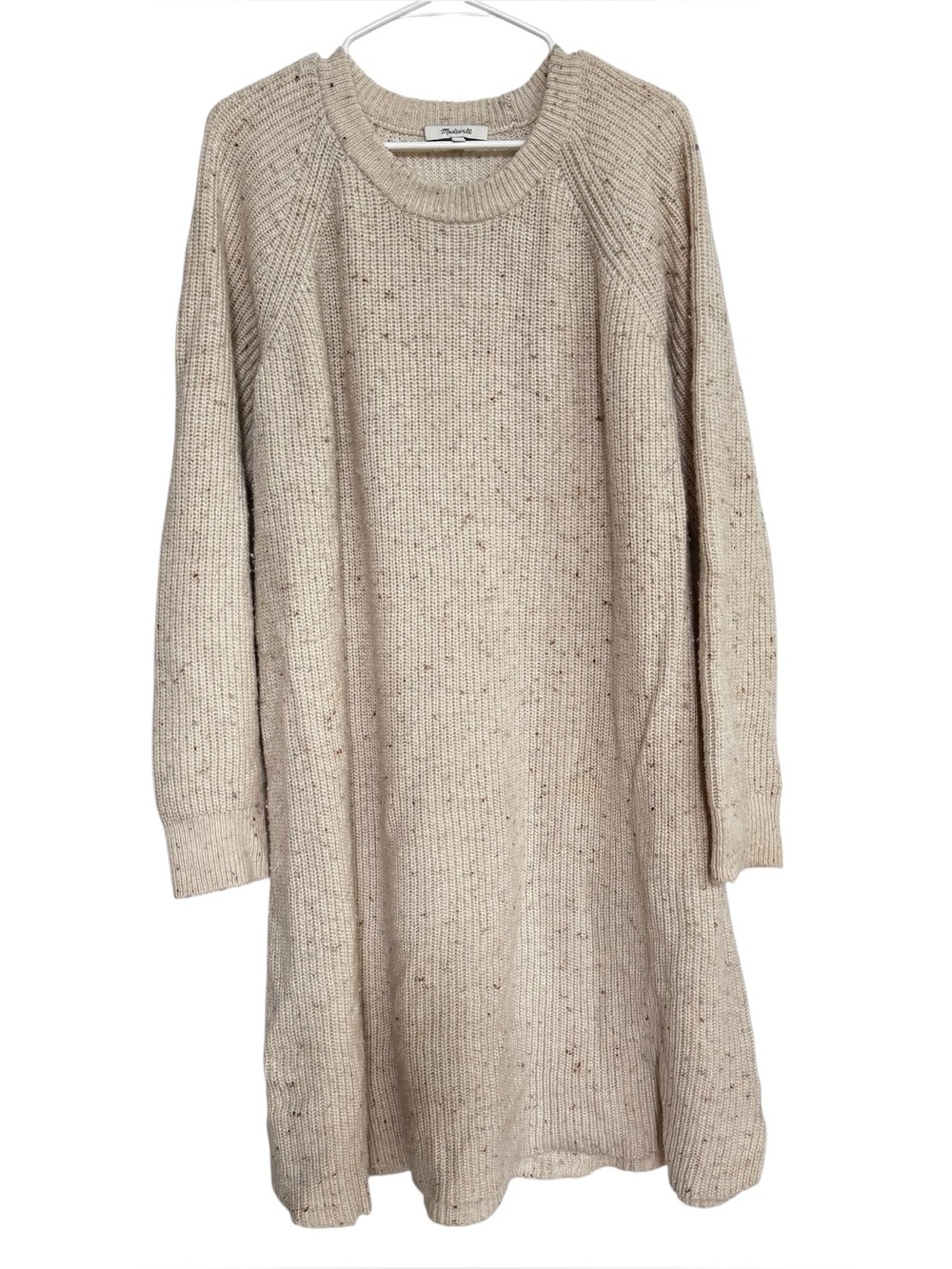 Madewell Curved Hem Sweater Dress Size XXL Donegal Pearl Long Sleeve Wool Knit